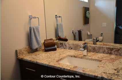 A granite bathroom countertop